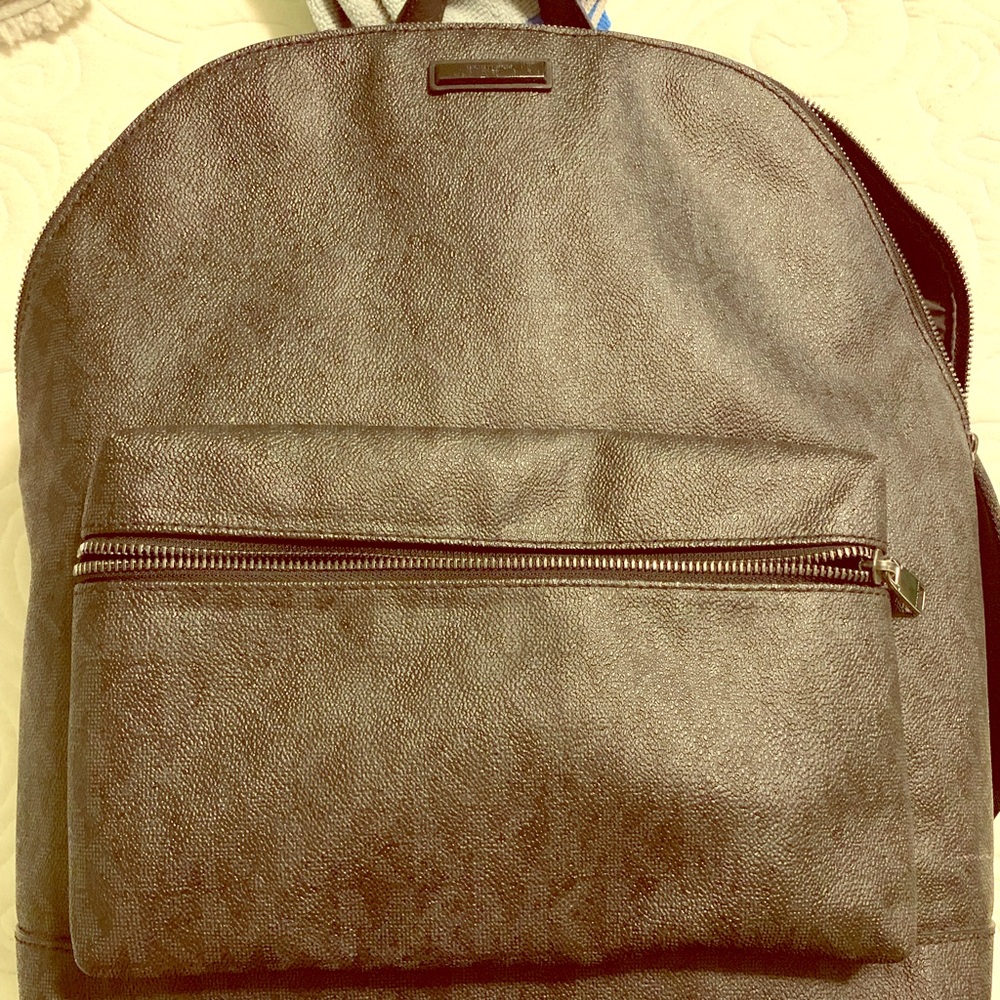 Michael Kors black leather backpack with MK logo